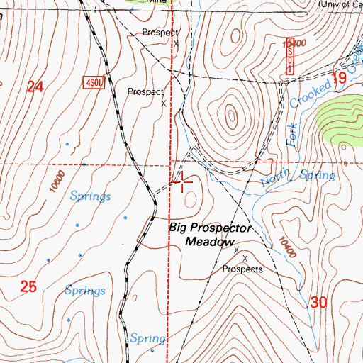 Topographic Map of Big Prospector Meadow, CA