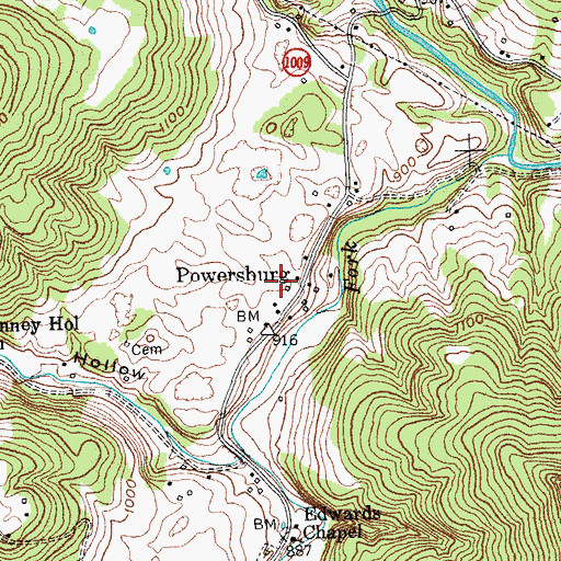 Topographic Map of Denney Cemetery, KY