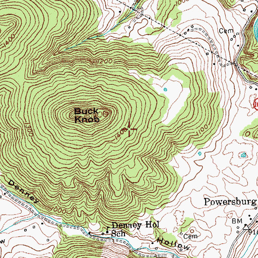 Topographic Map of Denney Cemetery, KY
