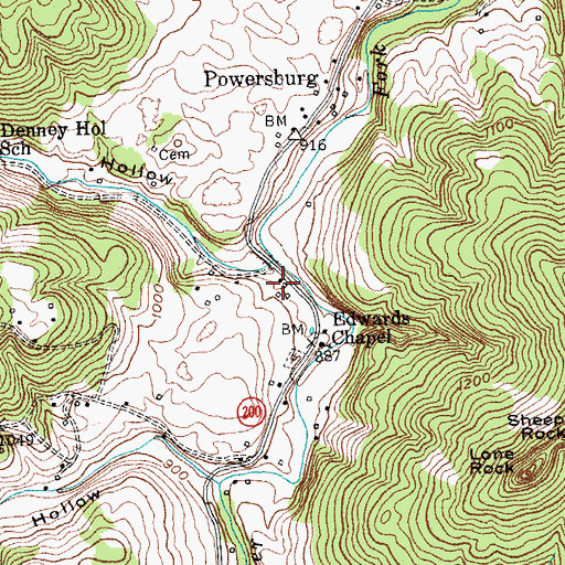 Topographic Map of Denver-Hoover-Tuggle Cemetery, KY