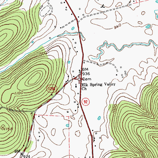 Topographic Map of Elk Spring Valley Cemetery, KY