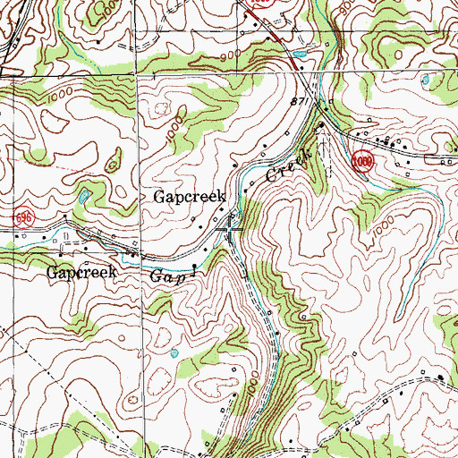 Topographic Map of Gap Creek Mill (historical), KY