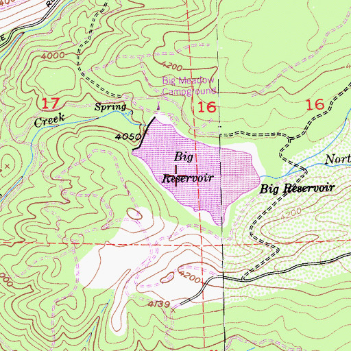 Topographic Map of Big Reservoir, CA