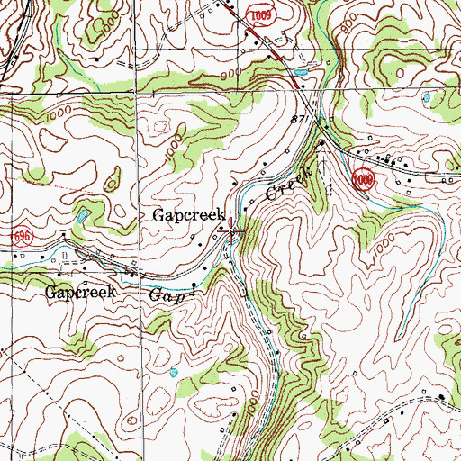 Topographic Map of Gapcreek Post Office (historical), KY