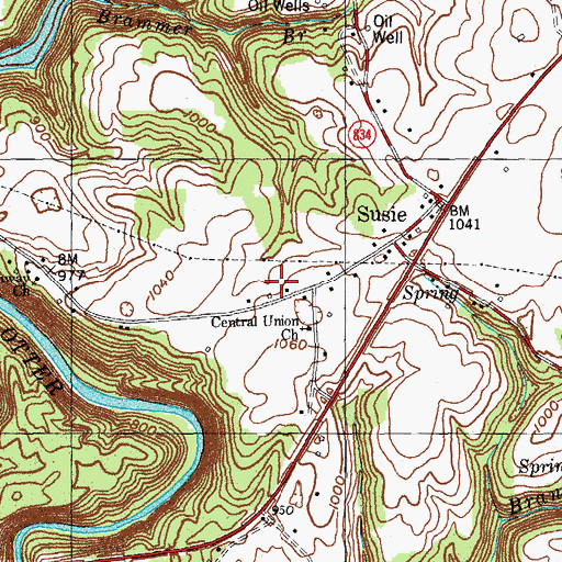 Topographic Map of Garrett Cemetery, KY