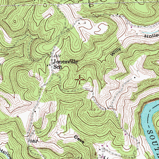 Topographic Map of Gran Young Graveyard, KY