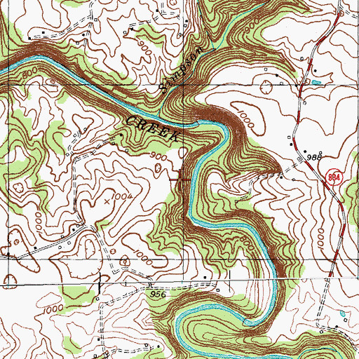 Topographic Map of Hanging Rock, KY