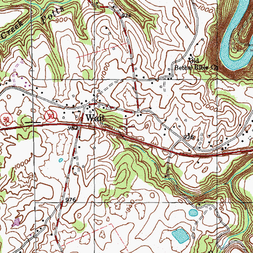 Topographic Map of Happy Top, KY