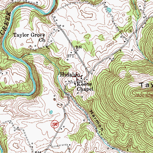 Topographic Map of Hidalgo Post Office (historical), KY
