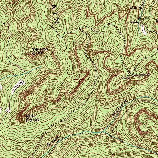 Topographic Map of Huffaker-Bridgeman Cemetery, KY