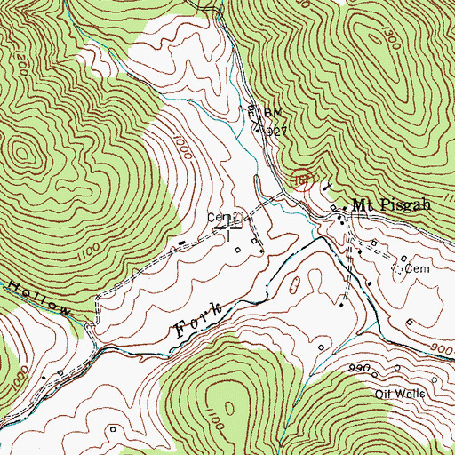 Topographic Map of Hurt Cemetery, KY