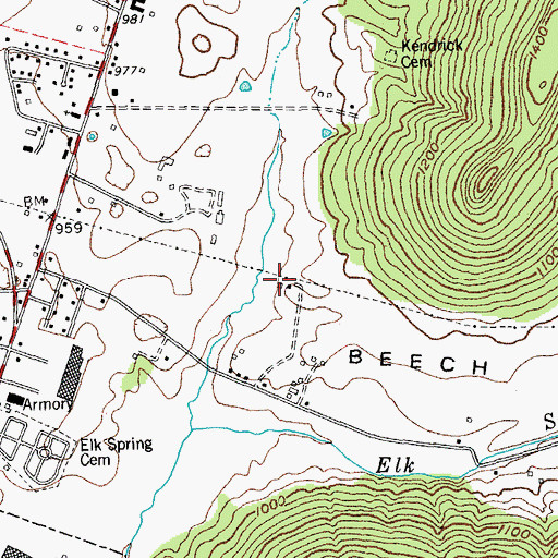 Topographic Map of Kendrick Spring, KY