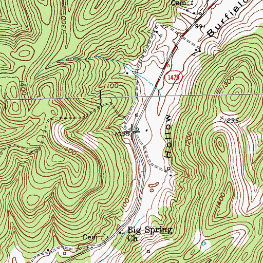Topographic Map of Lewis Coffey Family Cemetery, KY