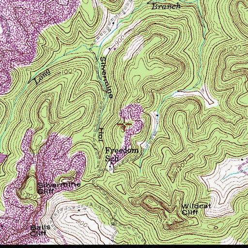 Topographic Map of Little Wildcat Cliff, KY