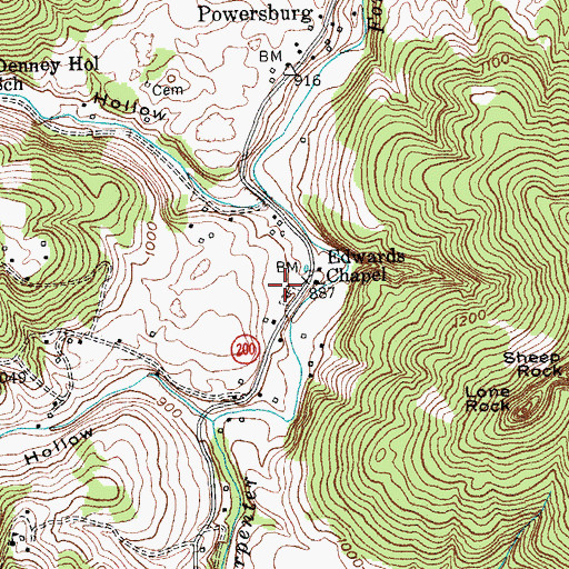 Topographic Map of Lone Rock Mountain, KY