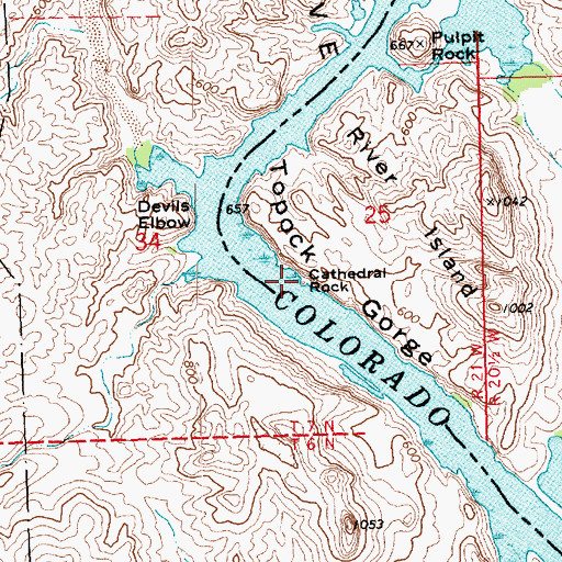 Topographic Map of Cathedral Rock, AZ