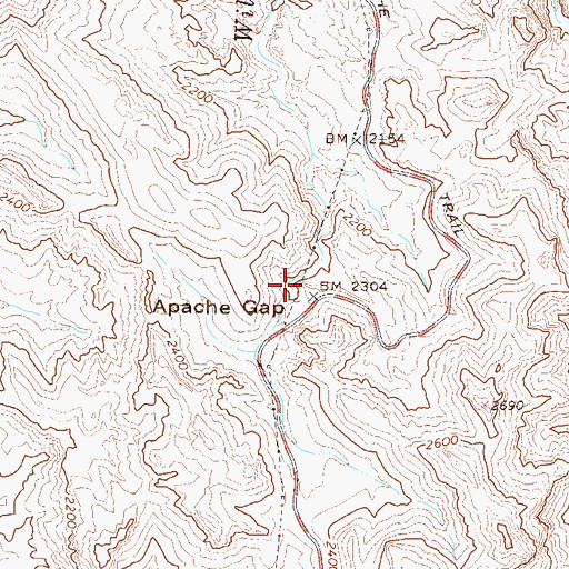 Topographic Map of Apache Gap, AZ