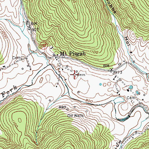 Topographic Map of Mount Pisgah Cemetery, KY