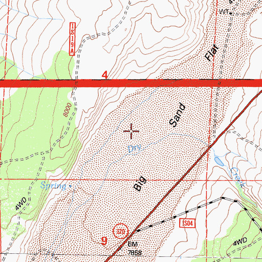 Topographic Map of Big Sand Flat, CA