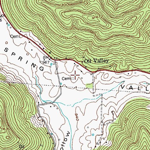 Topographic Map of Oil Valley Post Office (historical), KY