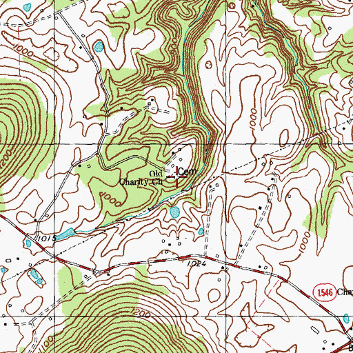 Topographic Map of Old Charity Church Cemetery, KY