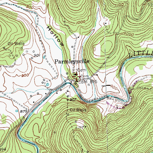 Topographic Map of Parmelysville Post Office (historical), KY