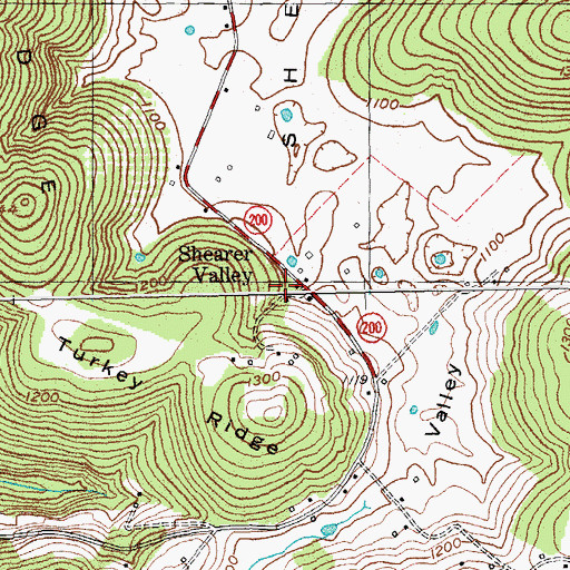 Topographic Map of Shearer Valley Post Office (historical), KY