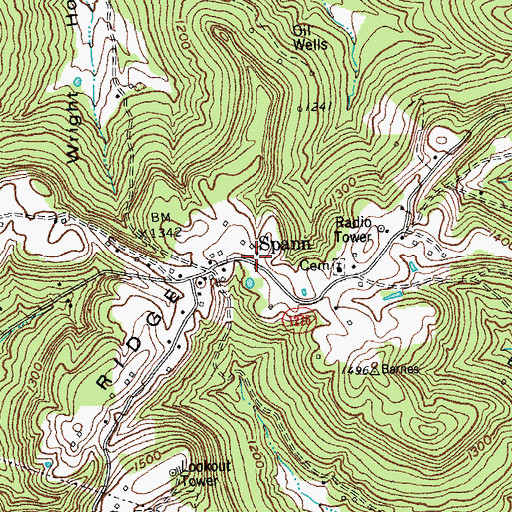Topographic Map of Spann Post Office (historical), KY