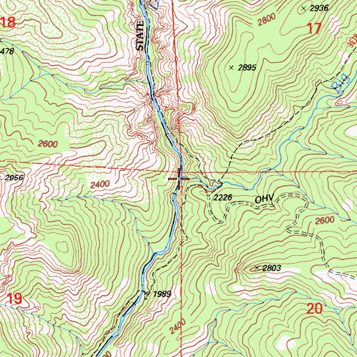 Topographic Map of Big Smoky Creek, CA