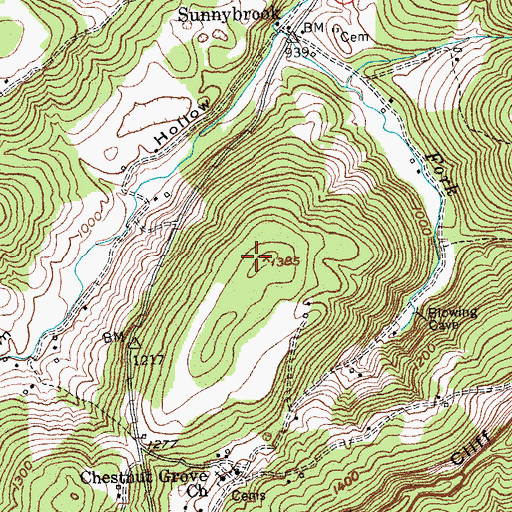 Topographic Map of Sunnybrook Post Office (historical), KY