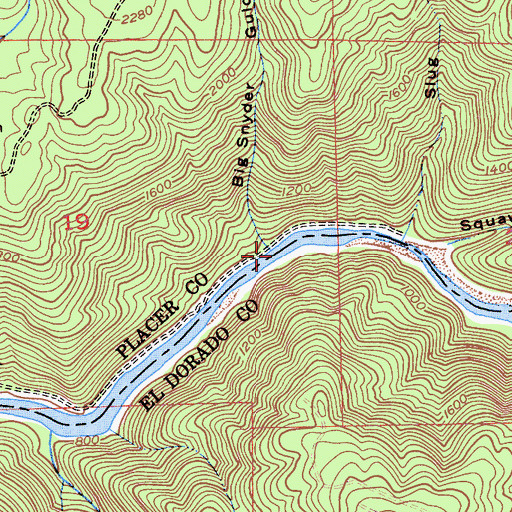Topographic Map of Big Snyder Gulch, CA