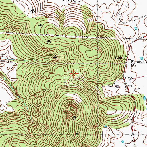 Topographic Map of Turkey Ridge Post Office (historical), KY