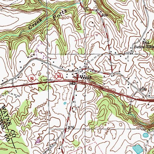 Topographic Map of Wait Post Office (historical), KY