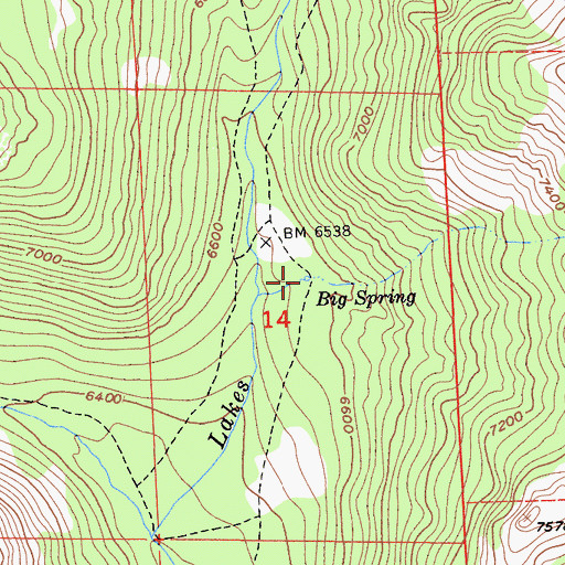 Topographic Map of Big Spring, CA