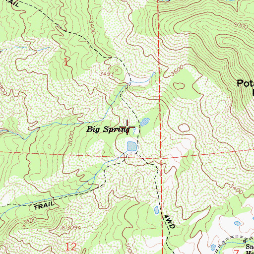 Topographic Map of Big Spring, CA