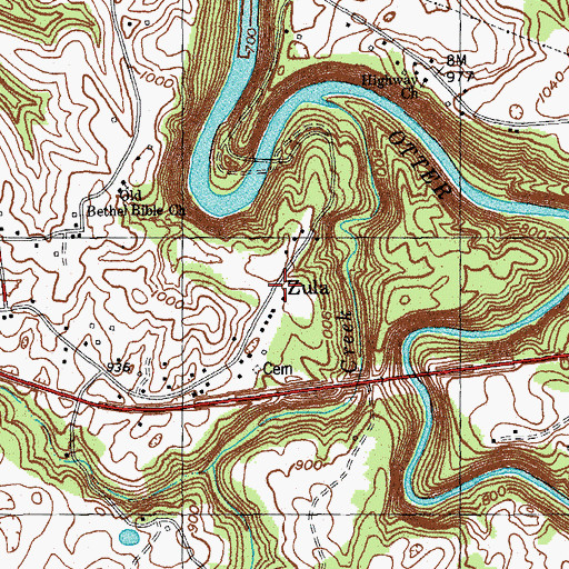 Topographic Map of Zula Post Office (historical), KY