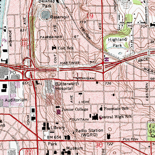 Topographic Map of Cook-DeVos Center for Health Sciences, MI