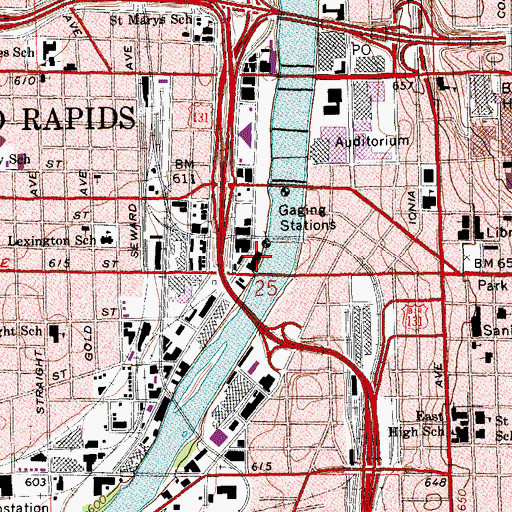 Topographic Map of LV Eberhard Center, MI