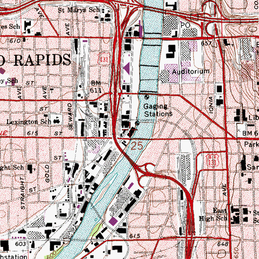 Topographic Map of John C Kennedy Hall of Engineering, MI
