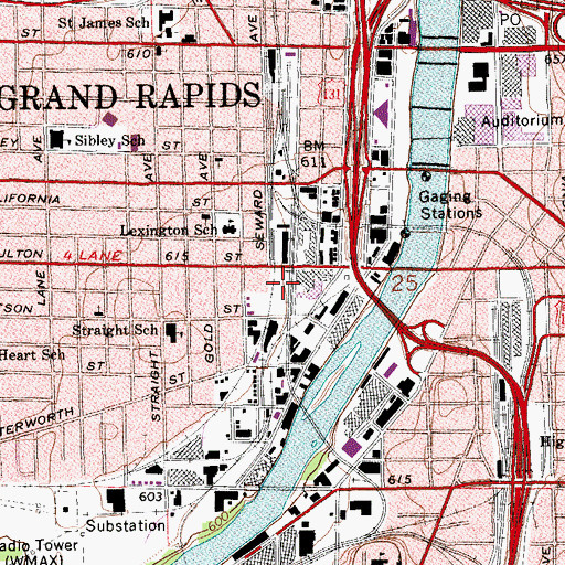 Topographic Map of Michigan Small Business Development Center Headquarters, MI