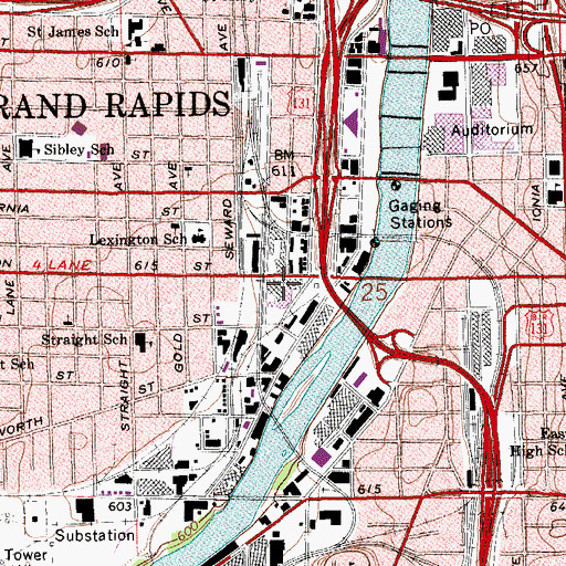 Topographic Map of Peter F Secchia Hall, MI
