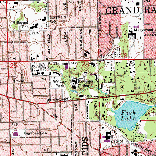 Topographic Map of Art and Music Center, MI