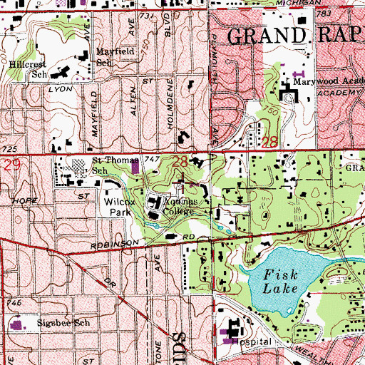 Topographic Map of Holmdene Building, MI