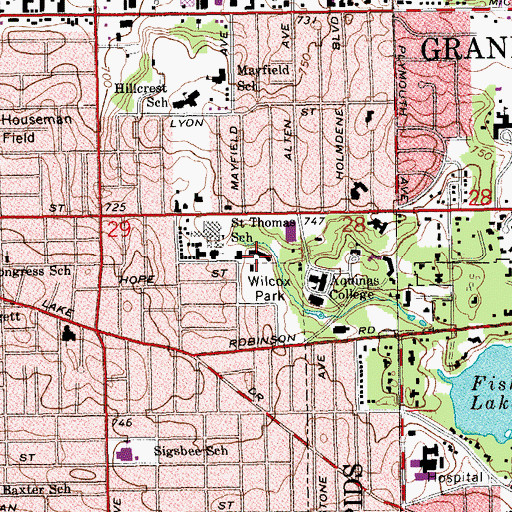 Topographic Map of Saint Joseph Hall, MI
