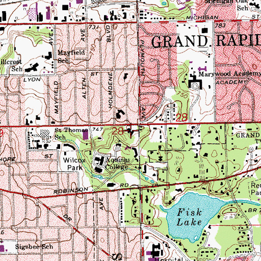 Topographic Map of Hruby Hall, MI