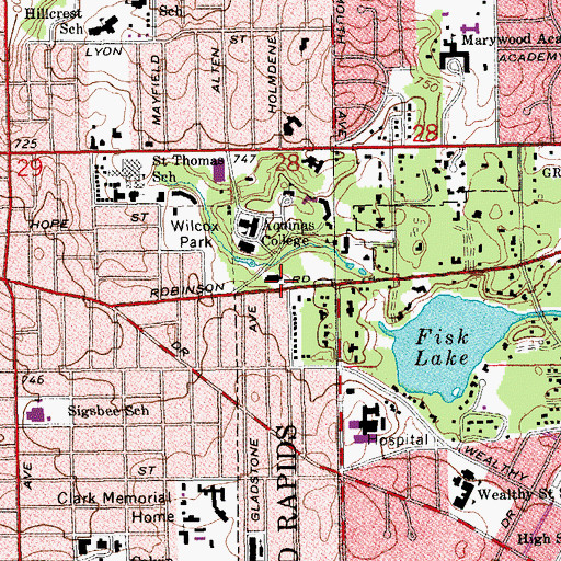 Topographic Map of Albertus Magnus Hall of Science, MI