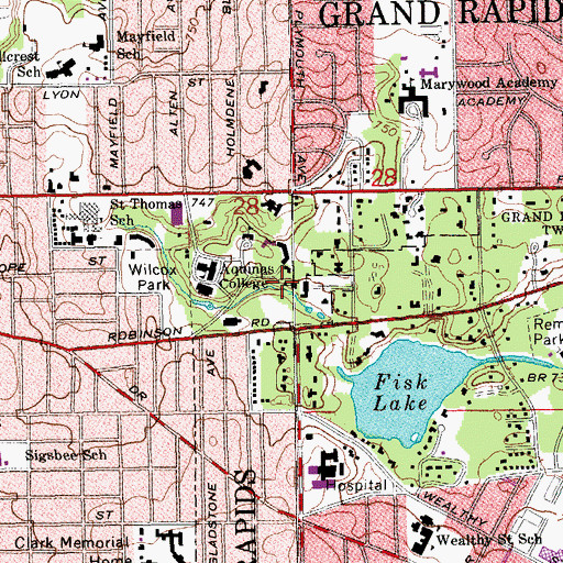 Topographic Map of Brink Hall, MI
