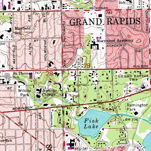 Topographic Map of Woodward House, MI