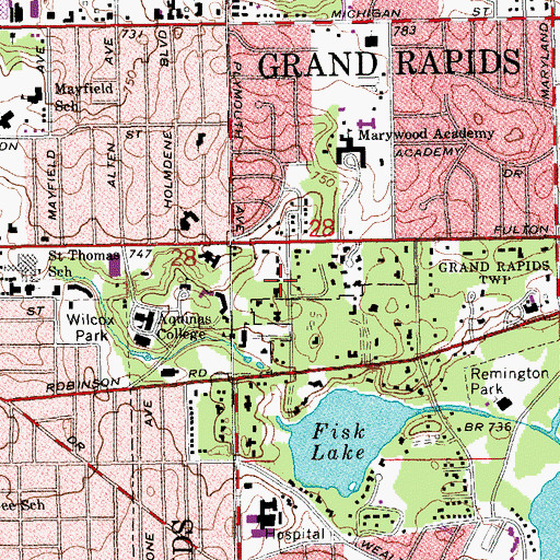 Topographic Map of Woodcock Hall, MI