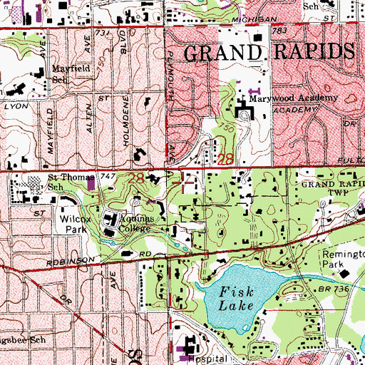 Topographic Map of Ravine Apartments, MI